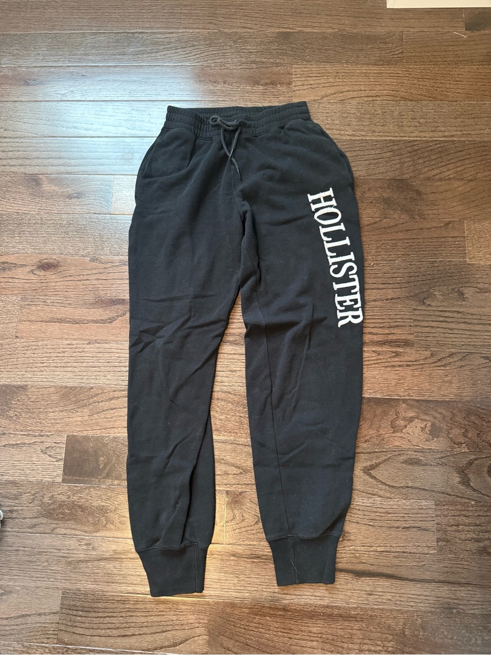Hollister Black Jogger Sweatpants with White Side Logo